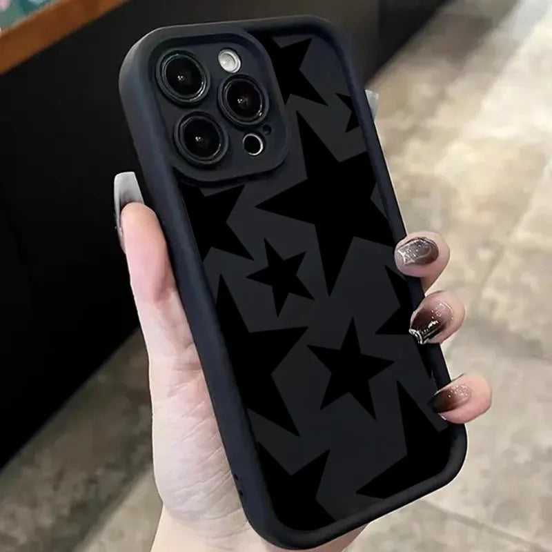 Black Star Design Phone Case For Xiaomi Poco F7 Cases Poco F6 X5 X6 X3 F6 X7 M6 Pro Shockproof Candy Soft Silicone Bumper Cover