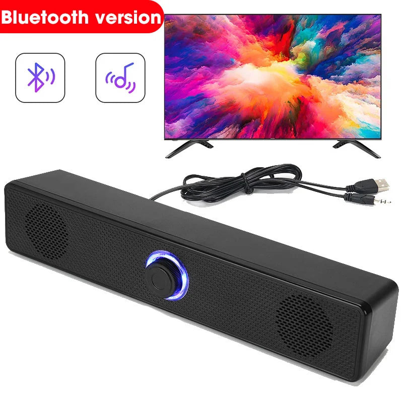 XIKCU Wireless Bluetooth and PC Soundbar Wired Speaker USB Powered Soundbar for TV Pc Laptop Home Theater Surround Audio System