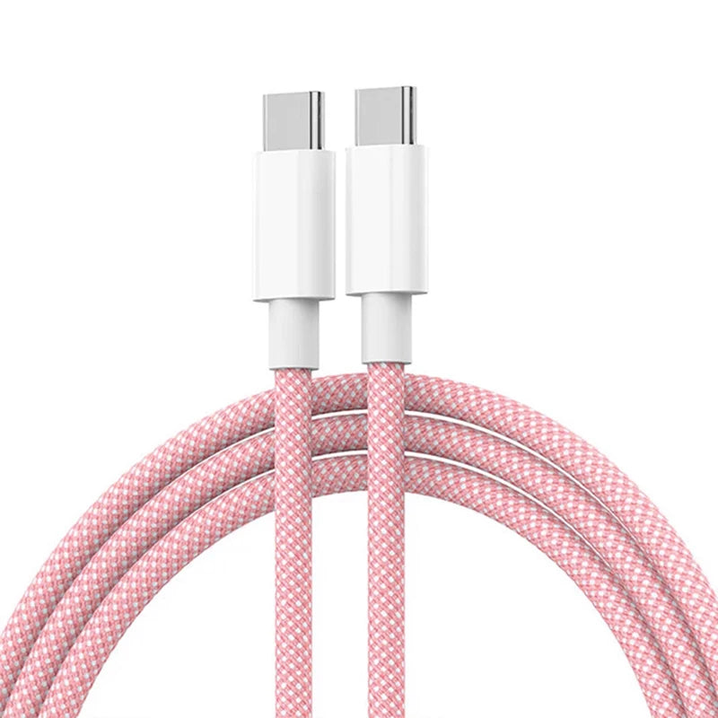 60W PD USB-C To Type C Cable for IPhone 15 16 Pro Fast Charging Wire for Huawei Xiaomi Samsung Colorful Weaving Data Cable Line