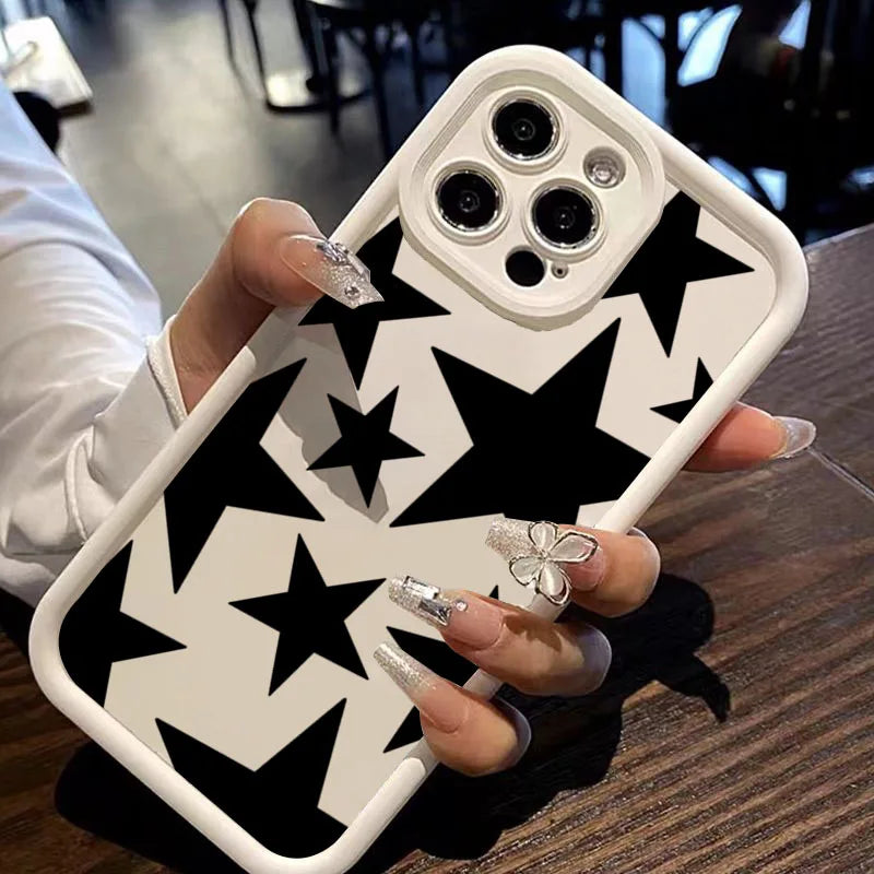 Black Star Design Phone Case For Xiaomi Poco F7 Cases Poco F6 X5 X6 X3 F6 X7 M6 Pro Shockproof Candy Soft Silicone Bumper Cover