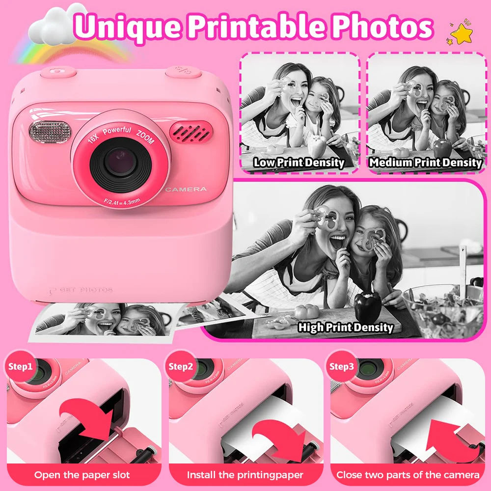 Children Digital Camera Photography Instant Camera 1080P HD Dual Lens Kids Video Recorder Toys for Girls Boys Best Birthday Gift