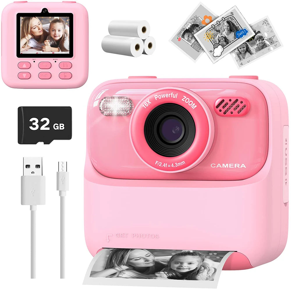 Children Digital Camera Photography Instant Camera 1080P HD Dual Lens Kids Video Recorder Toys for Girls Boys Best Birthday Gift