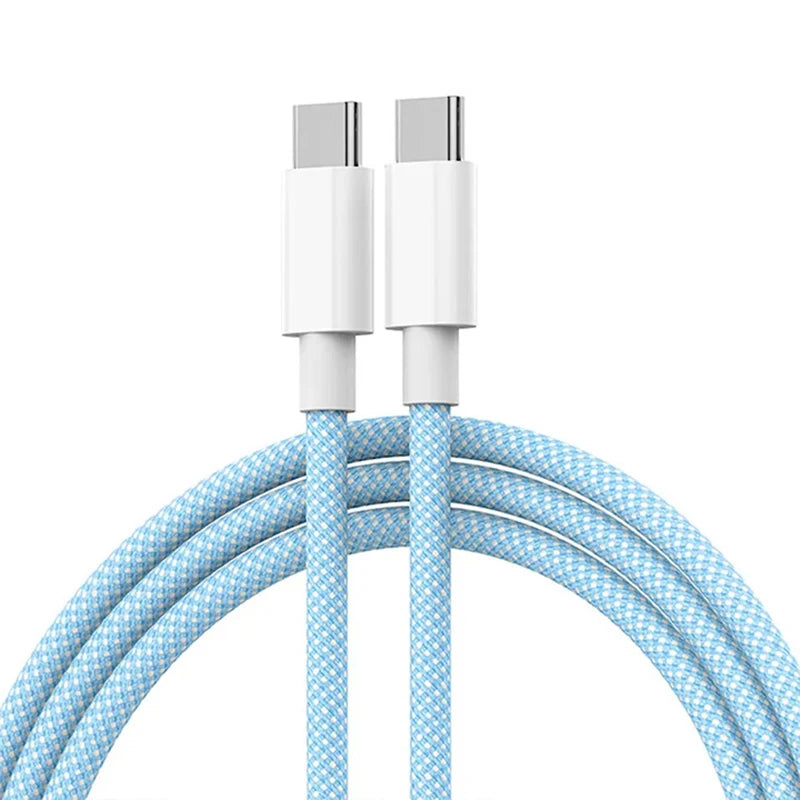 60W PD USB-C To Type C Cable for IPhone 15 16 Pro Fast Charging Wire for Huawei Xiaomi Samsung Colorful Weaving Data Cable Line