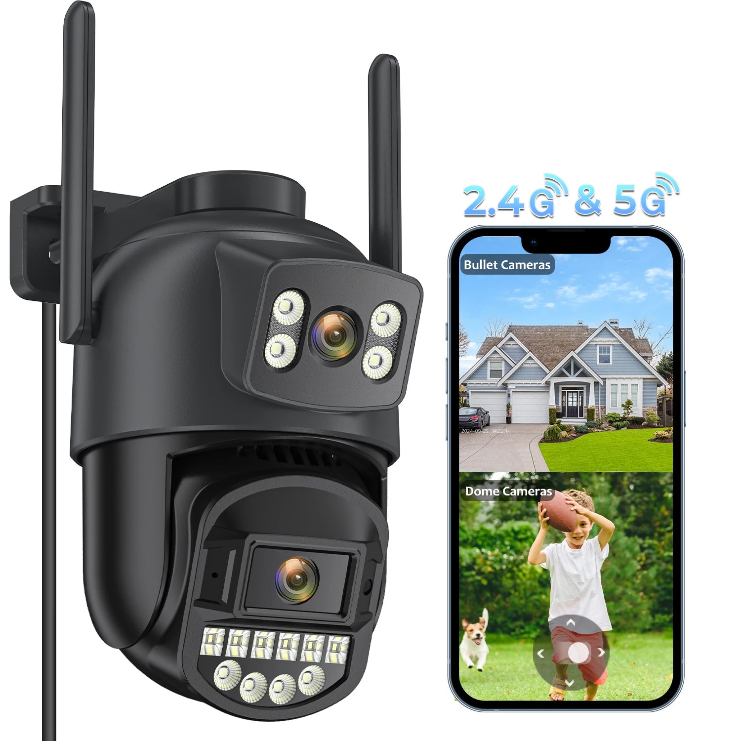 5GHz WiFi 5K 10MP Dual Lens AI Human Detection Outdoor Security PTZ IP Camera with Intercom CCTV Cam