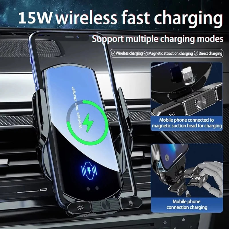 Car Wireless Charger Magnetic Fast Charging Station Air Vent Stand Car Phone Holder Mount For iPhone 16 15 14 13 12 Pro Samsung