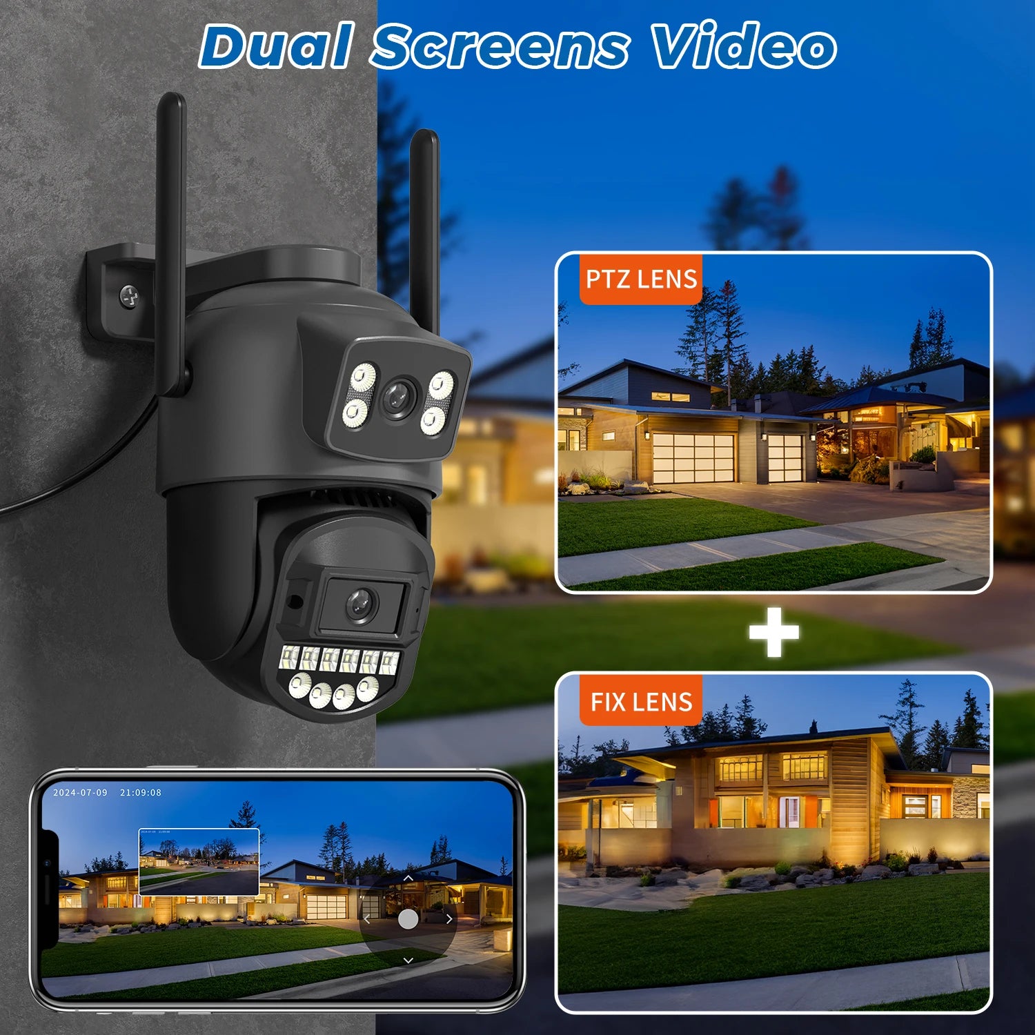 5GHz WiFi 5K 10MP Dual Lens AI Human Detection Outdoor Security PTZ IP Camera with Intercom CCTV Cam