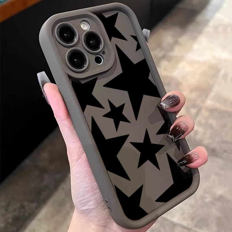 Black Star Design Phone Case For Xiaomi Poco F7 Cases Poco F6 X5 X6 X3 F6 X7 M6 Pro Shockproof Candy Soft Silicone Bumper Cover