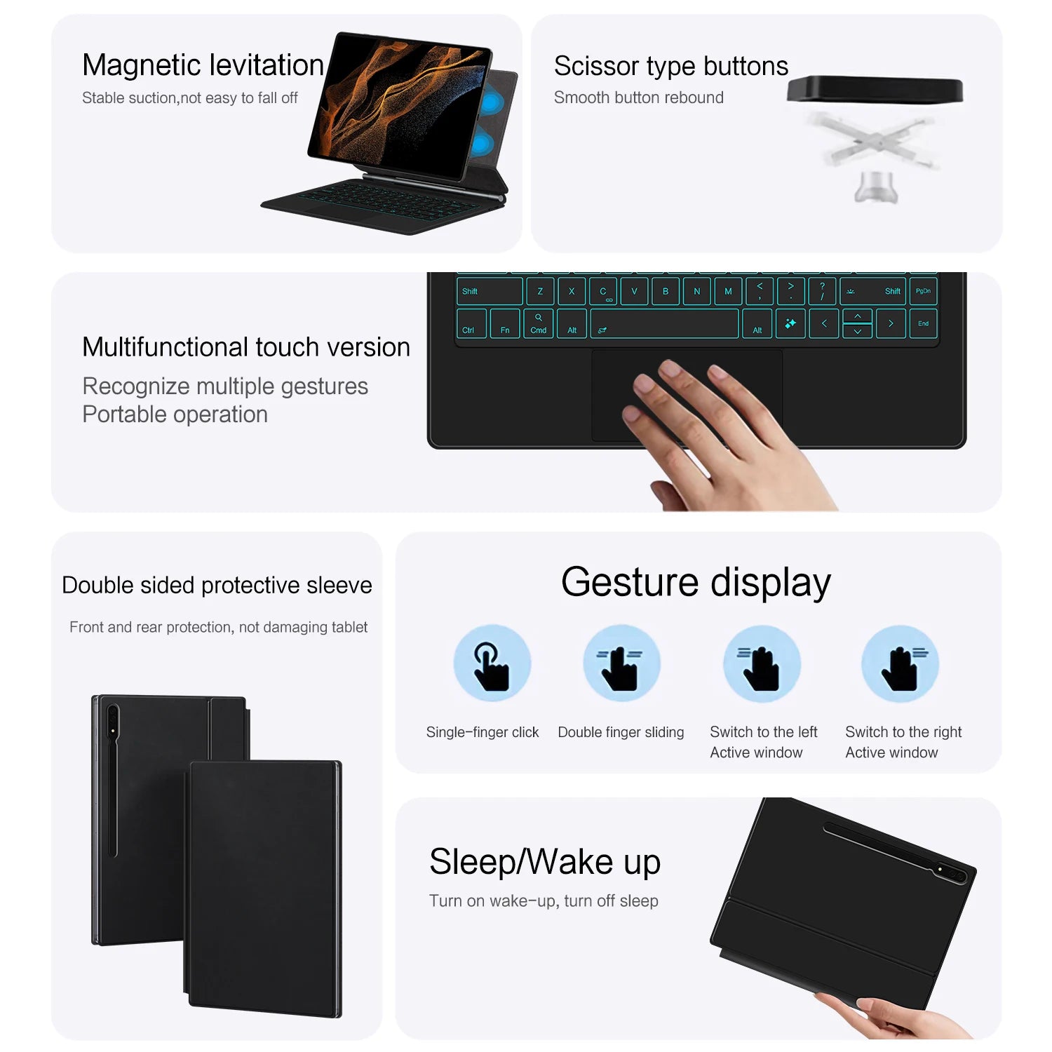 Magic Keyboard For Samsung Galaxy Tab S8 Ultra S10 S9 14.6 Inch S8U Tablet Magnetic Book Cover Case X900 X906 Backlight Touchpad