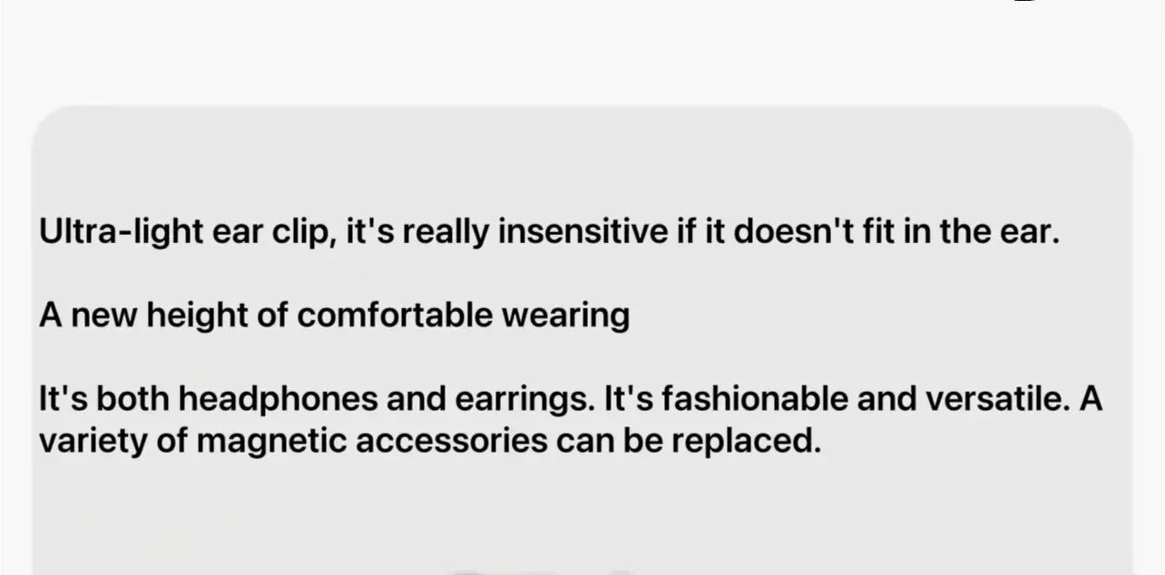 ERDU headphones Bluetooth ear clip magnetic jewelry headphones automatic noise reduction sports wireless 360 ° surround sound