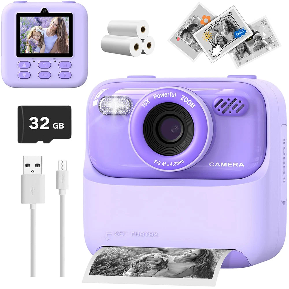 Children Digital Camera Photography Instant Camera 1080P HD Dual Lens Kids Video Recorder Toys for Girls Boys Best Birthday Gift