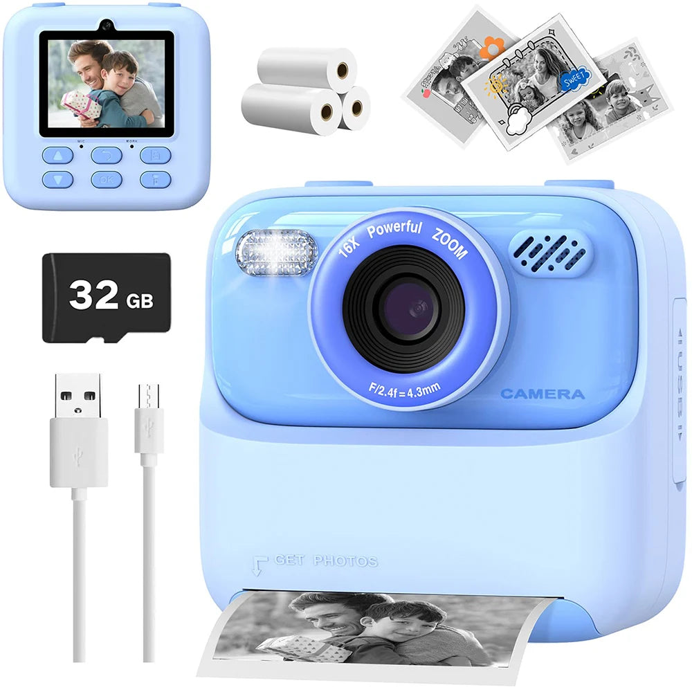 Children Digital Camera Photography Instant Camera 1080P HD Dual Lens Kids Video Recorder Toys for Girls Boys Best Birthday Gift
