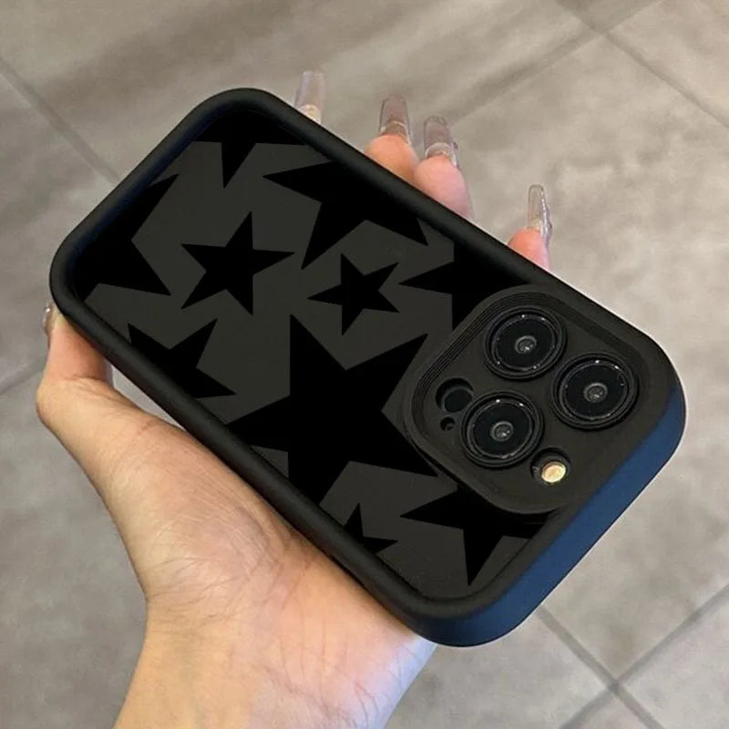 Black Star Design Phone Case For Xiaomi Poco F7 Cases Poco F6 X5 X6 X3 F6 X7 M6 Pro Shockproof Candy Soft Silicone Bumper Cover