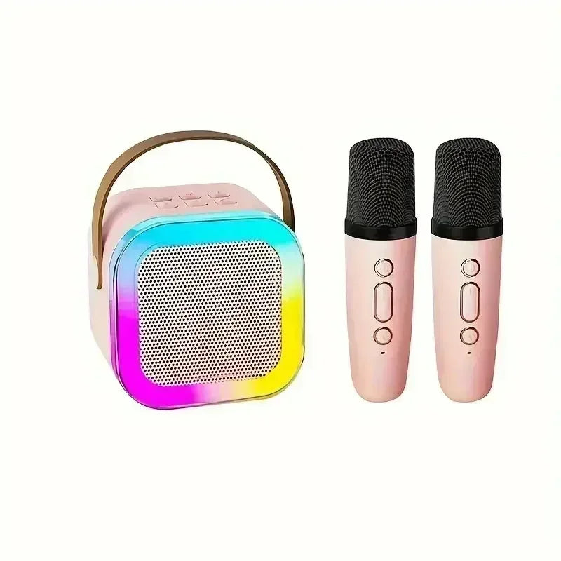 Portable K12 Karaoke Machine With 2 Wireless Microphones Wireless RGB Lights Gift Speaker Set,Home Karaoke For Party Birthday