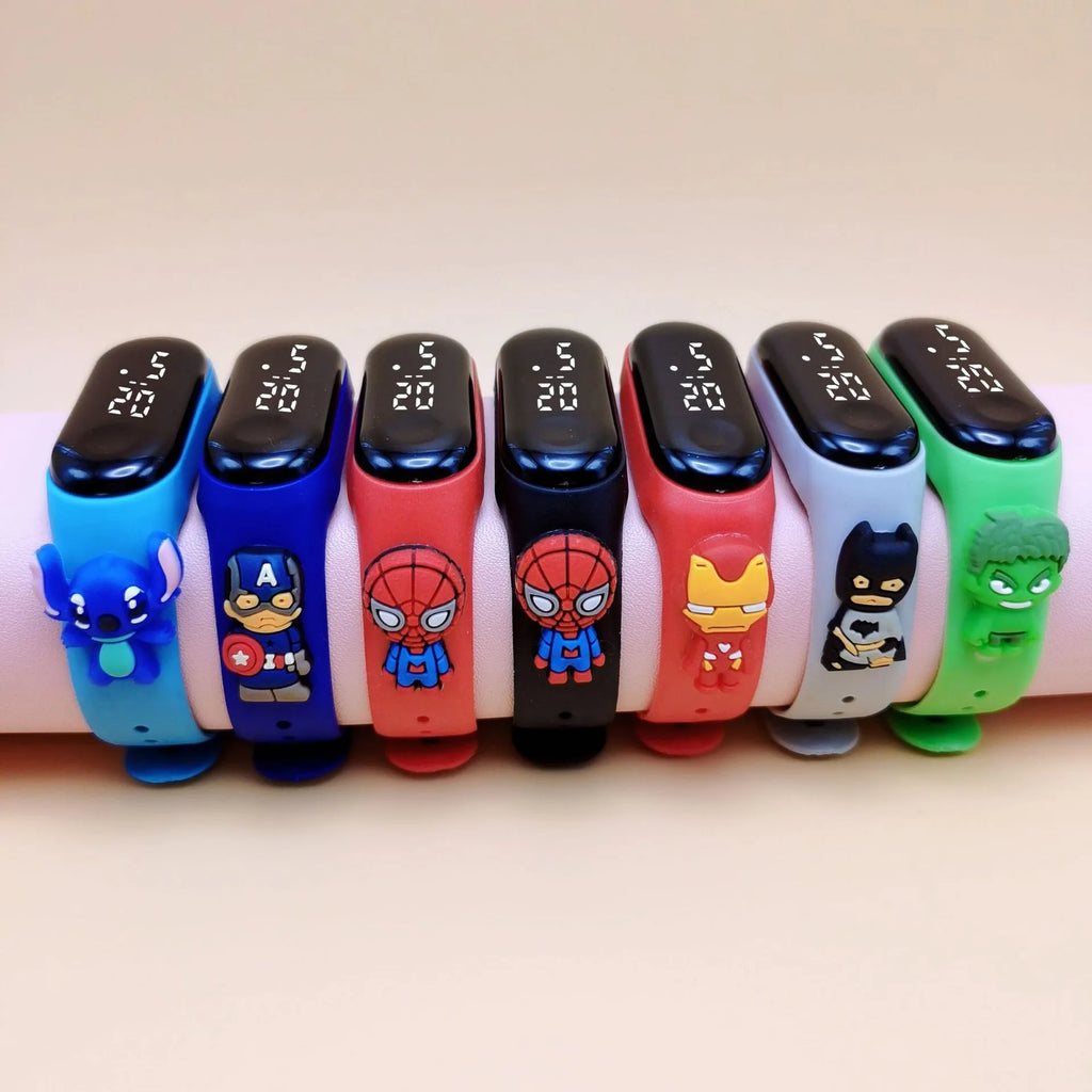 Cartoon Marvel Children's Watch  Fashion Watches Electronic Digital LED Display Watches Waterproof Holiday  Gift Kids Watches