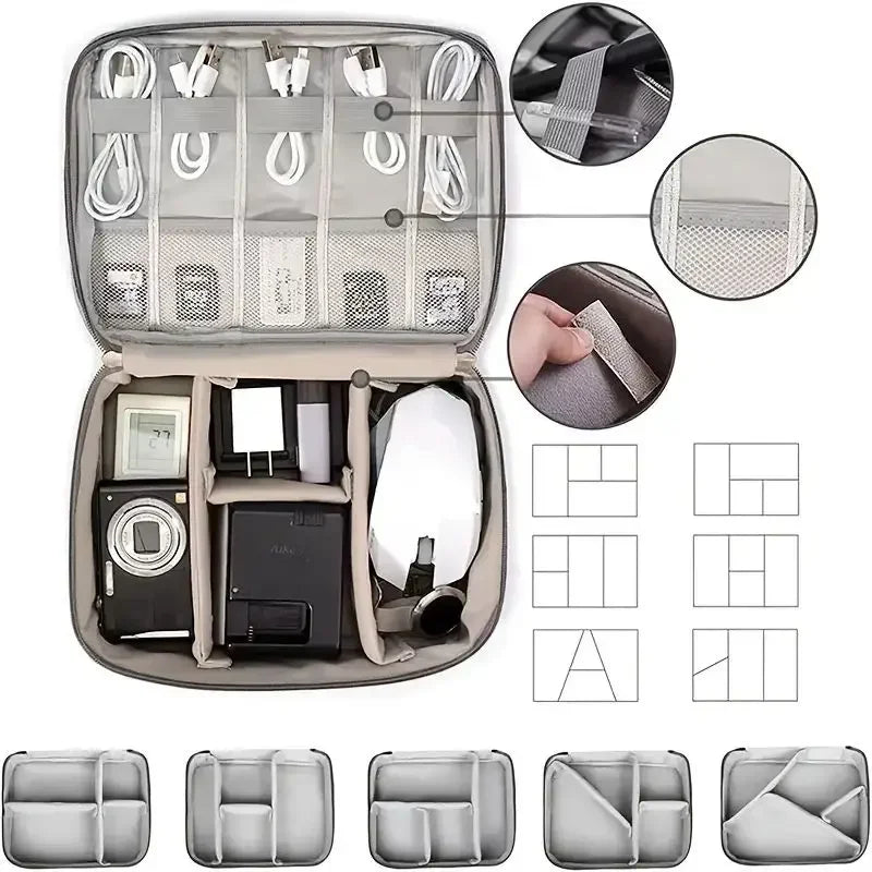 Multifunction Storage Bag Waterproof Electronics Organizer Portable Travel Cable Data Digital Gadget Makeup Zipper Organizer Bag