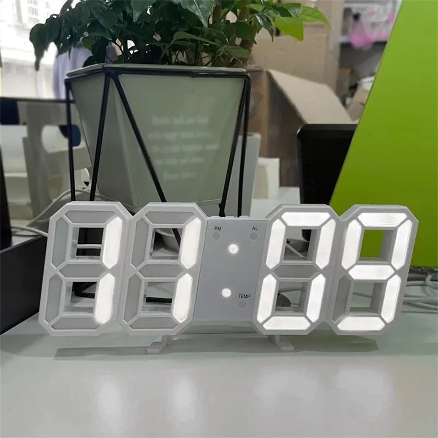 3D LED Digital Clock Wall Decoration Glow Night Mode Decoration for Bedroom Adjustable Electronic Watch Room Decor Aesthetics