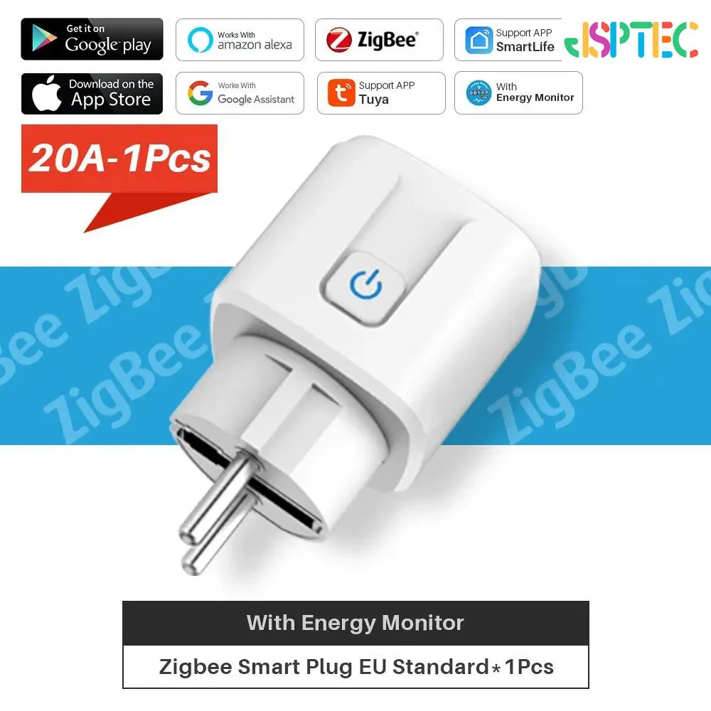 Smart Plug Zigbee EU 16A/20A Smart Socket With Power Monitor Timing Voice Control Works Whit Alexa Google Home Alice
