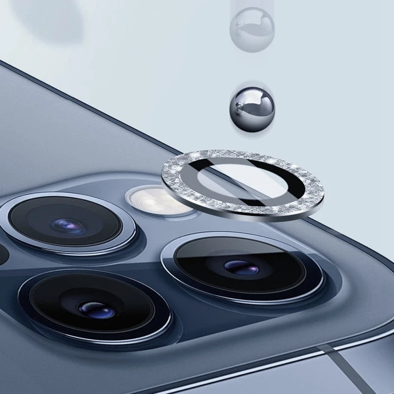 2-3pcs Luxury Diamond Camera Protector For iPhone 15 14 13 12 11 Pro Max Glitter Ring Lens Glass Back Lens Cap Shinny Cover
