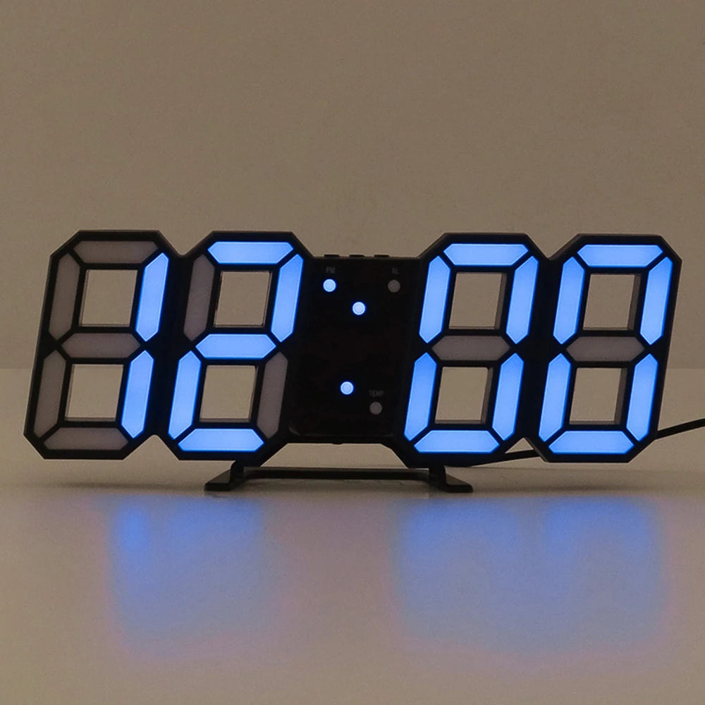 3D LED Digital Clock Luminous Fashion Wall Clock Multifunctional Creative USB Plug in Electronic Clock Home Decoration