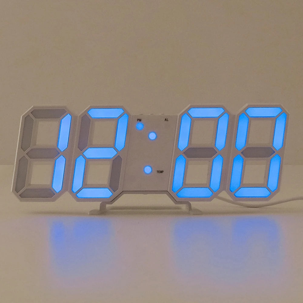 3D LED Digital Clock Luminous Fashion Wall Clock Multifunctional Creative USB Plug in Electronic Clock Home Decoration