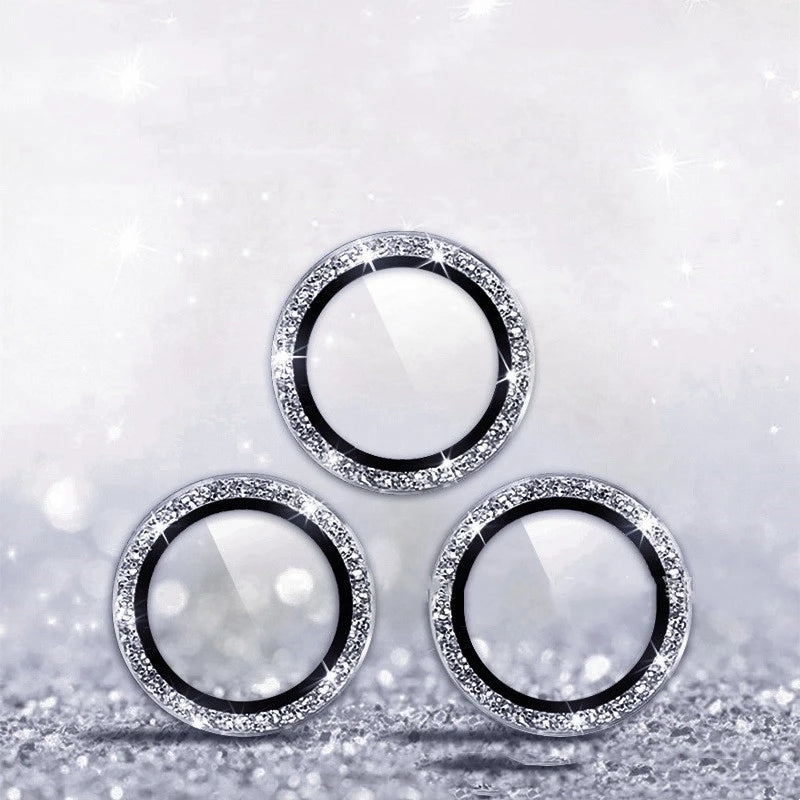 2-3pcs Luxury Diamond Camera Protector For iPhone 15 14 13 12 11 Pro Max Glitter Ring Lens Glass Back Lens Cap Shinny Cover