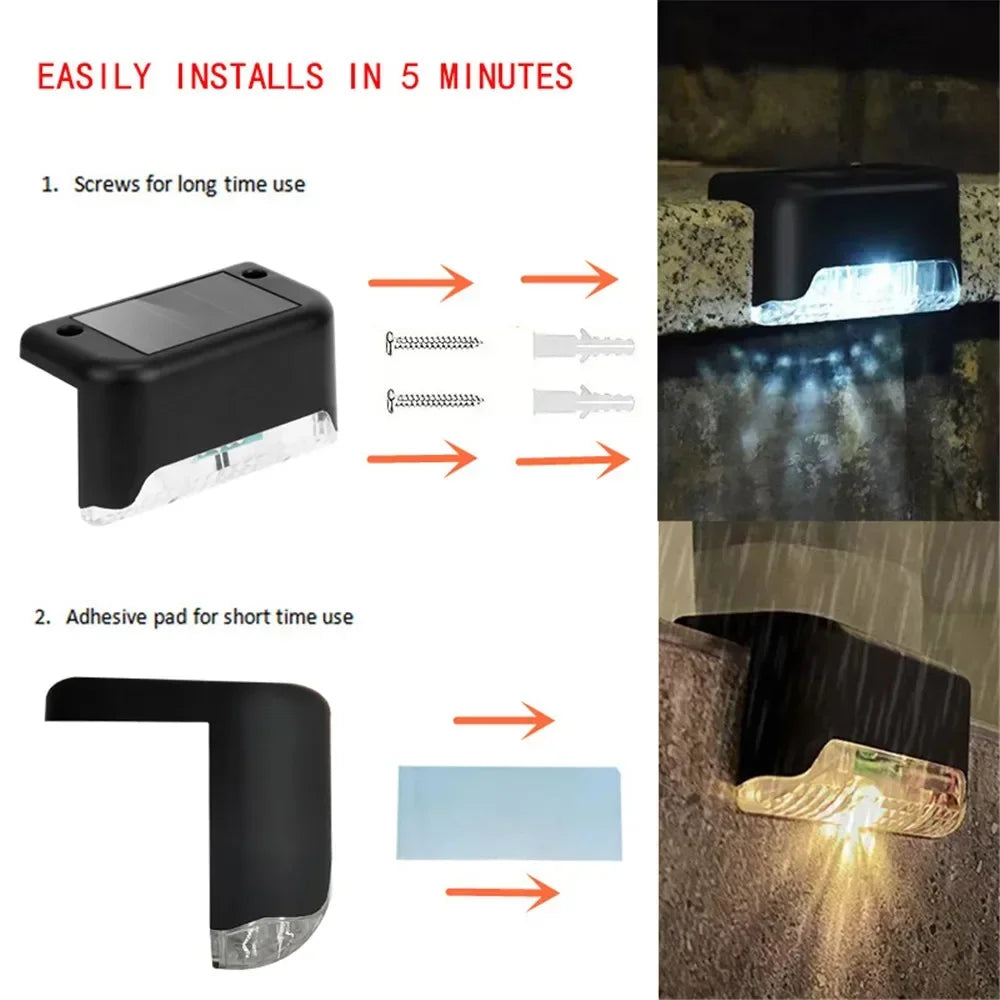 Stair LED Solar Lamp IP65 Outdoor Garden Light Pathway Yard Patio Steps Fence Lamps Garden Decor Solar Light Outdoors