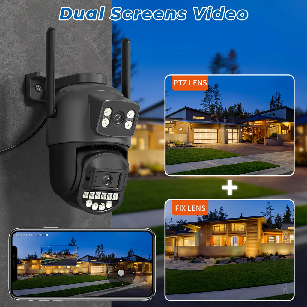 5GHz WiFi 5K 10MP Dual Lens AI Human Detection Outdoor Security PTZ IP Camera with Intercom CCTV Cam