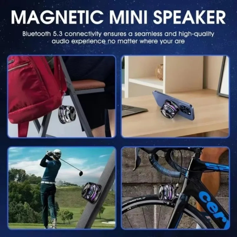 Outdoor Magnetic Bluetooth Speaker Wireless Portable Travel Stereo Speaker With RGB Color Light and Mini Phone Holder for ios