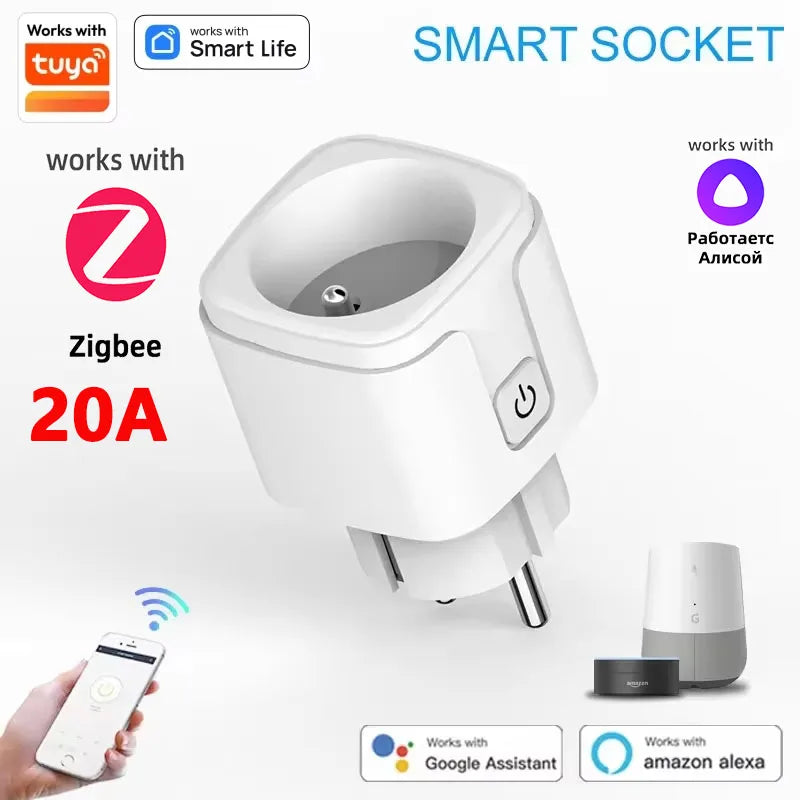 Smart Plug WIFI/Zigbee EU Smart Socket With Power Monitor Timing Voice Control Smart Home DIY Works Whit Alexa Google Home Alice
