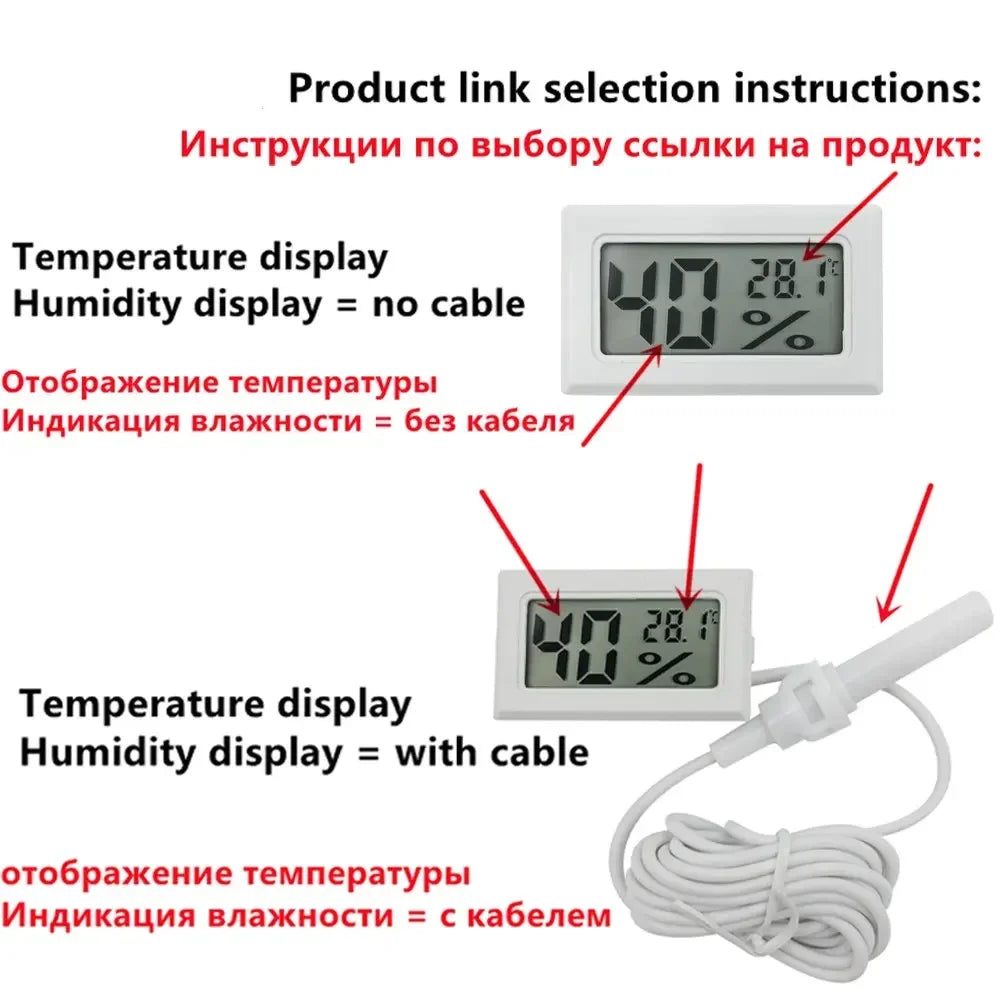 Square Embedded Digital Thermo-Hygrometer for Reptile Terrarium Humidity Box Home Industrial Digital Temperature Humidity Gauge