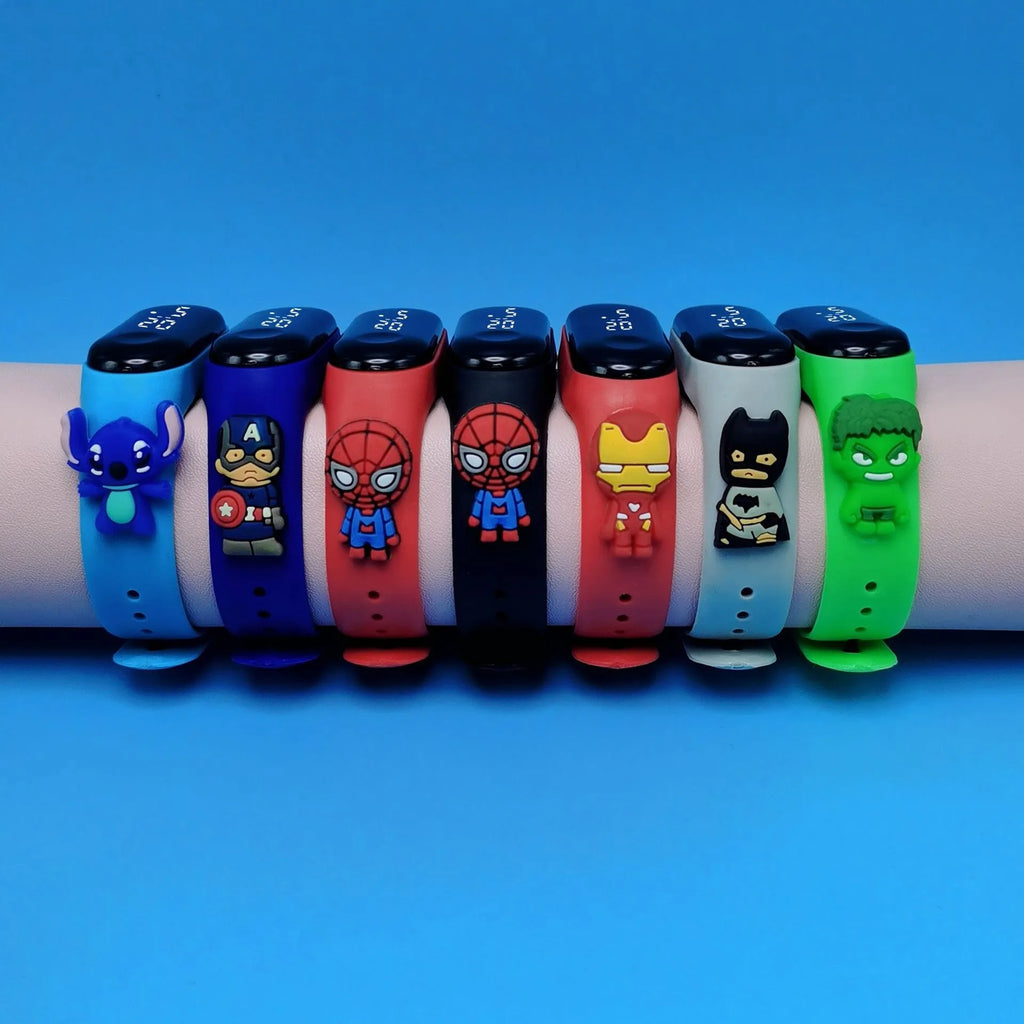 Cartoon Marvel Children's Watch  Fashion Watches Electronic Digital LED Display Watches Waterproof Holiday  Gift Kids Watches