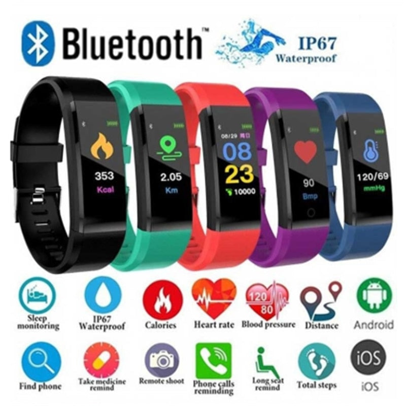 Smart Fitness Band Heart Rate Tracker Activity Monitor 115plus Health