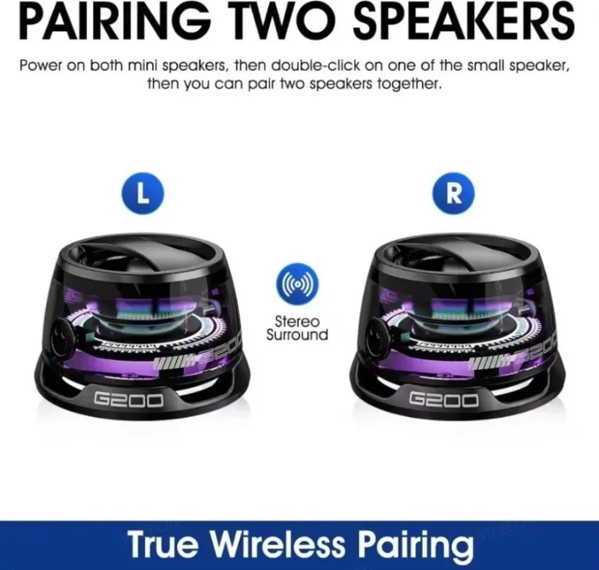Outdoor Magnetic Bluetooth Speaker Wireless Portable Travel Stereo Speaker With RGB Color Light and Mini Phone Holder for ios