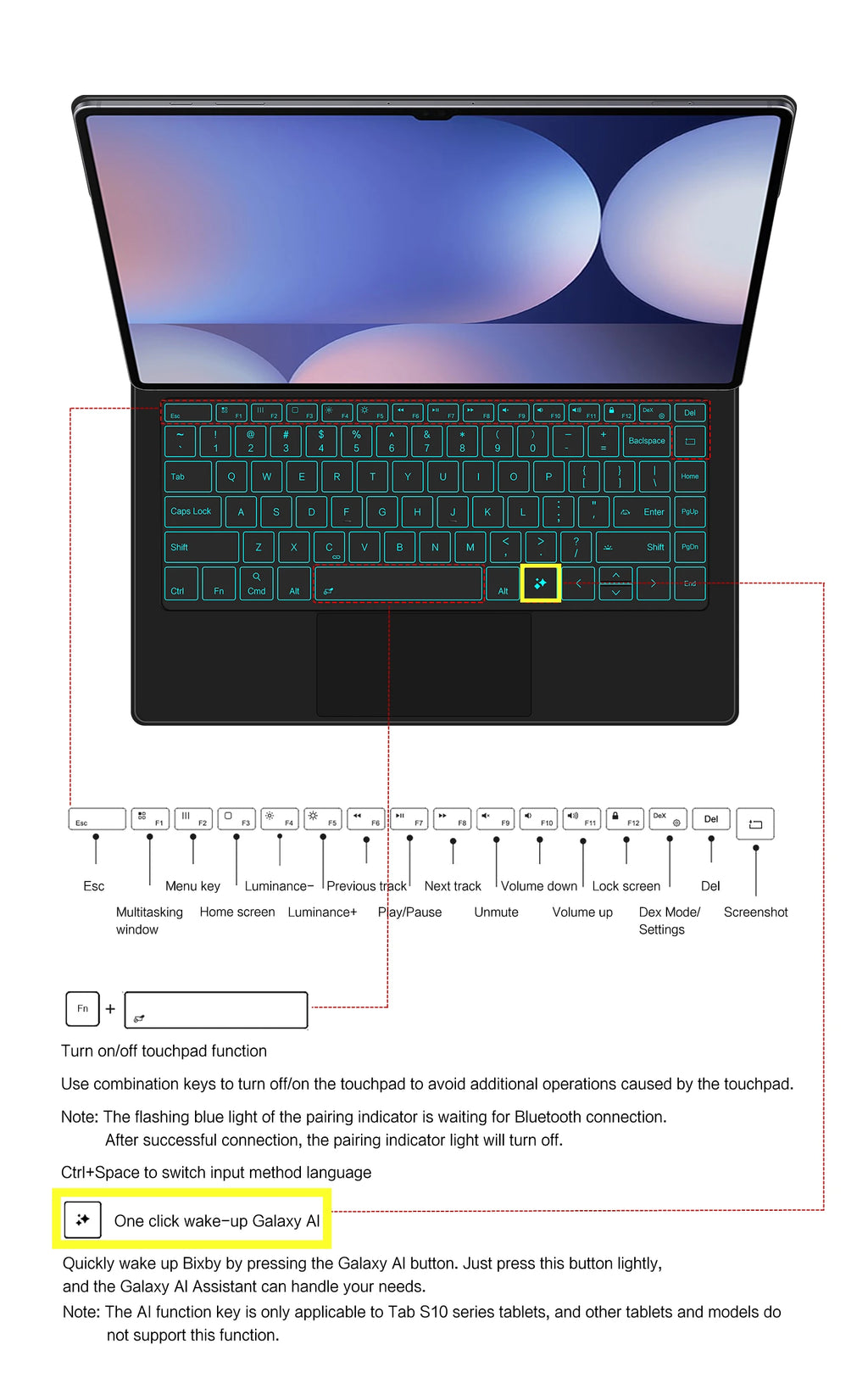 Magic Keyboard For Samsung Galaxy Tab S8 Ultra S10 S9 14.6 Inch S8U Tablet Magnetic Book Cover Case X900 X906 Backlight Touchpad