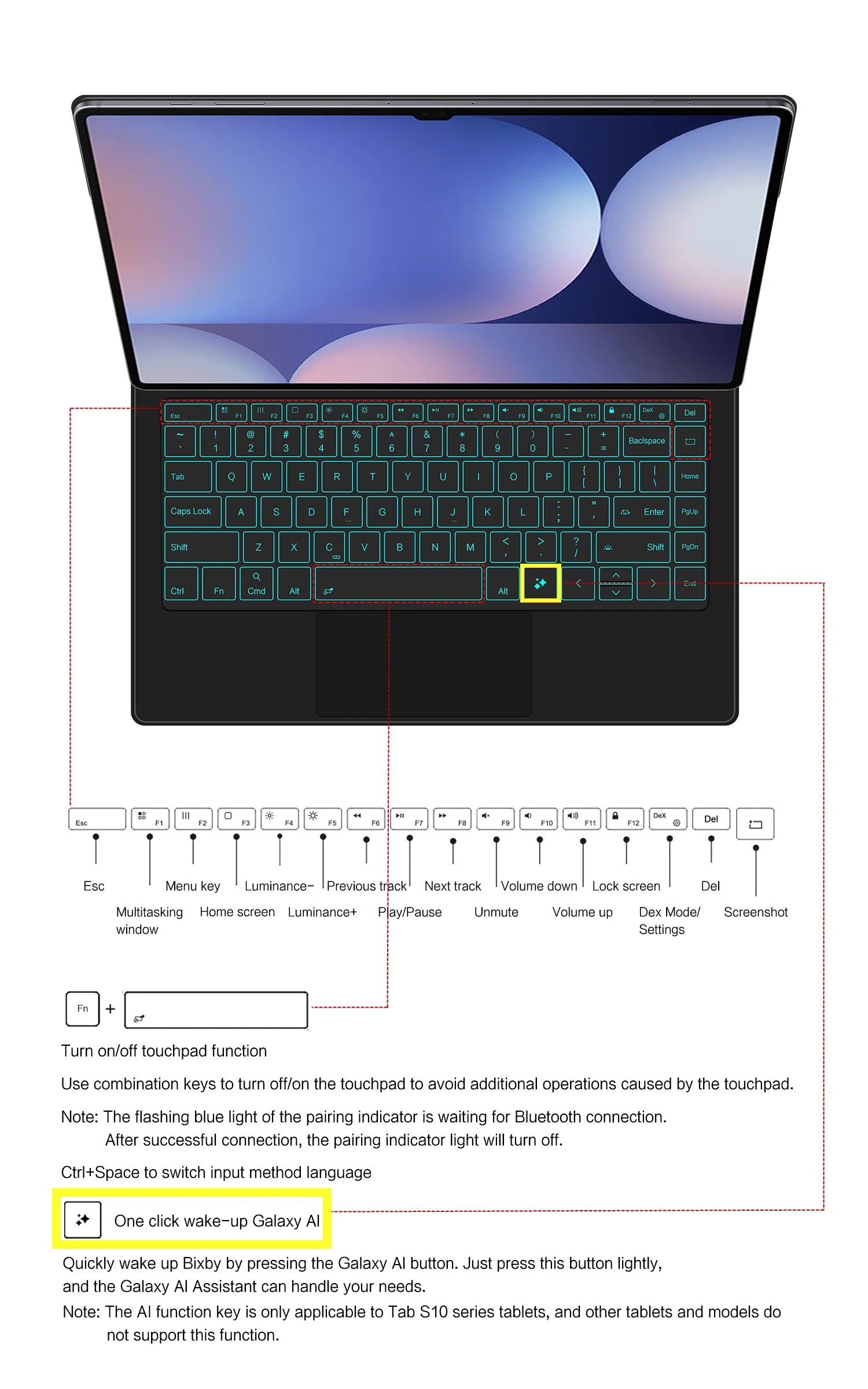 Magic Keyboard For Samsung Galaxy Tab S8 Ultra S10 S9 14.6 Inch S8U Tablet Magnetic Book Cover Case X900 X906 Backlight Touchpad