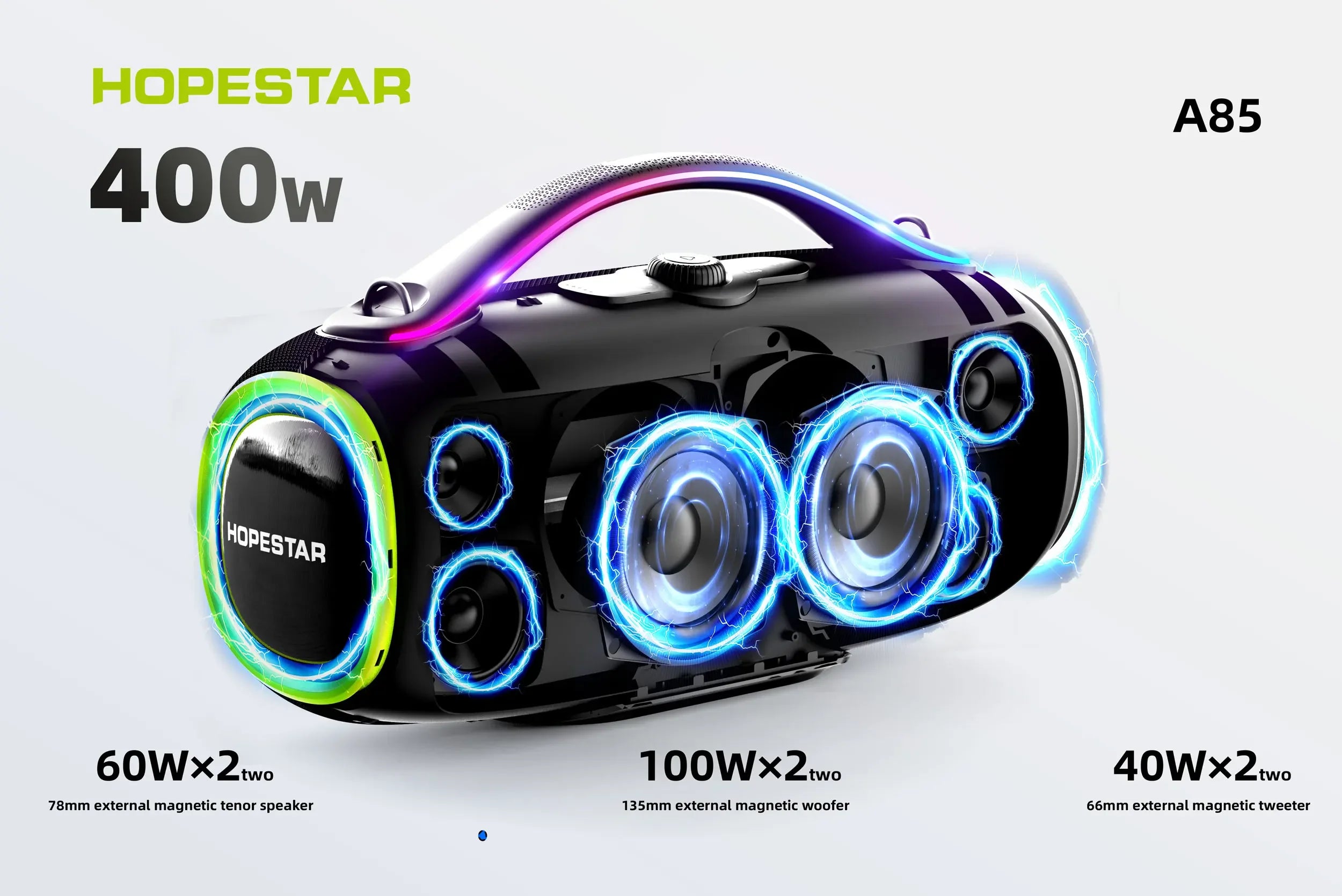Original Hopestar A85 Outdoor Party Speaker Professional 400W Bass Powered Portable Subwoofer Wireless Connection Hifi Speaker