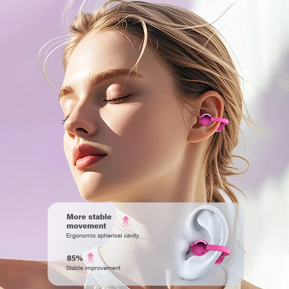 Open Ear Wireless Earphones With Mics Sports Ear Clip on Earbuds Touch Control LED Power Display Bluetooth 5.4 OWS Headphones