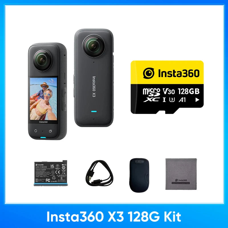 Insta360 X3 – A Waterproof 360-Degree Action Camera Featuring 1/2-Inch 48MP Sensors, 5.7K 360 Active HDR Video Resolution, 72MP