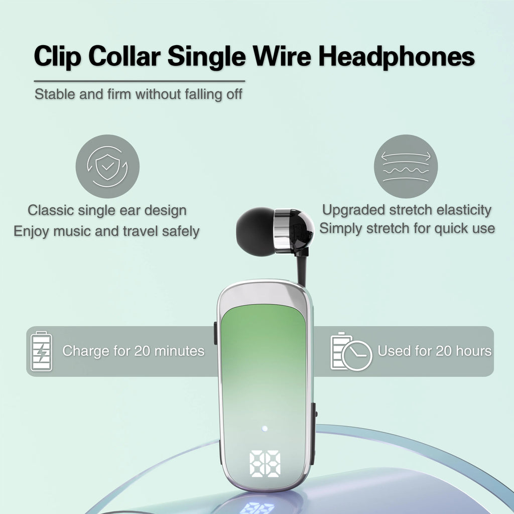 # K65 Lavalier Business Bluetooth 5.2 Headset Talk/Music Time 20 Hours LED Digital Display Noice Cancelling Wireless Earphones