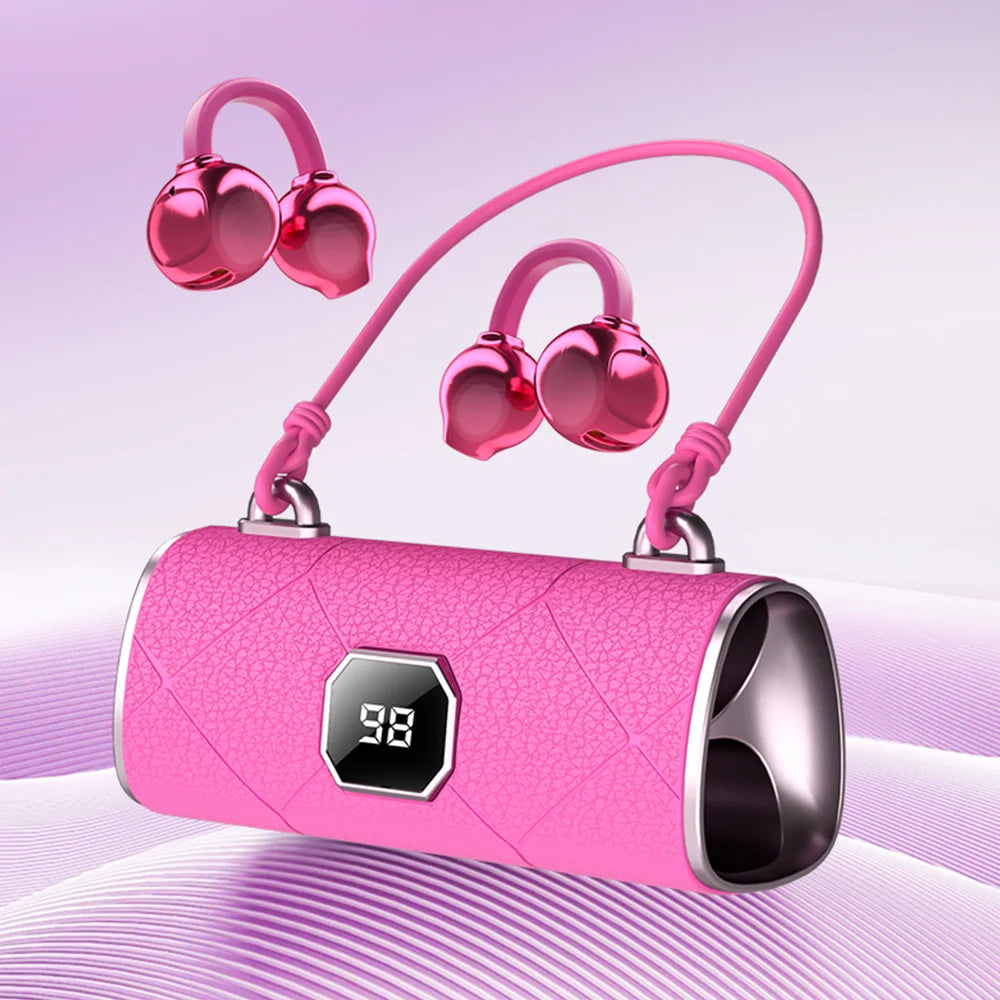 Open Ear Wireless Earphones With Mics Sports Ear Clip on Earbuds Touch Control LED Power Display Bluetooth 5.4 OWS Headphones