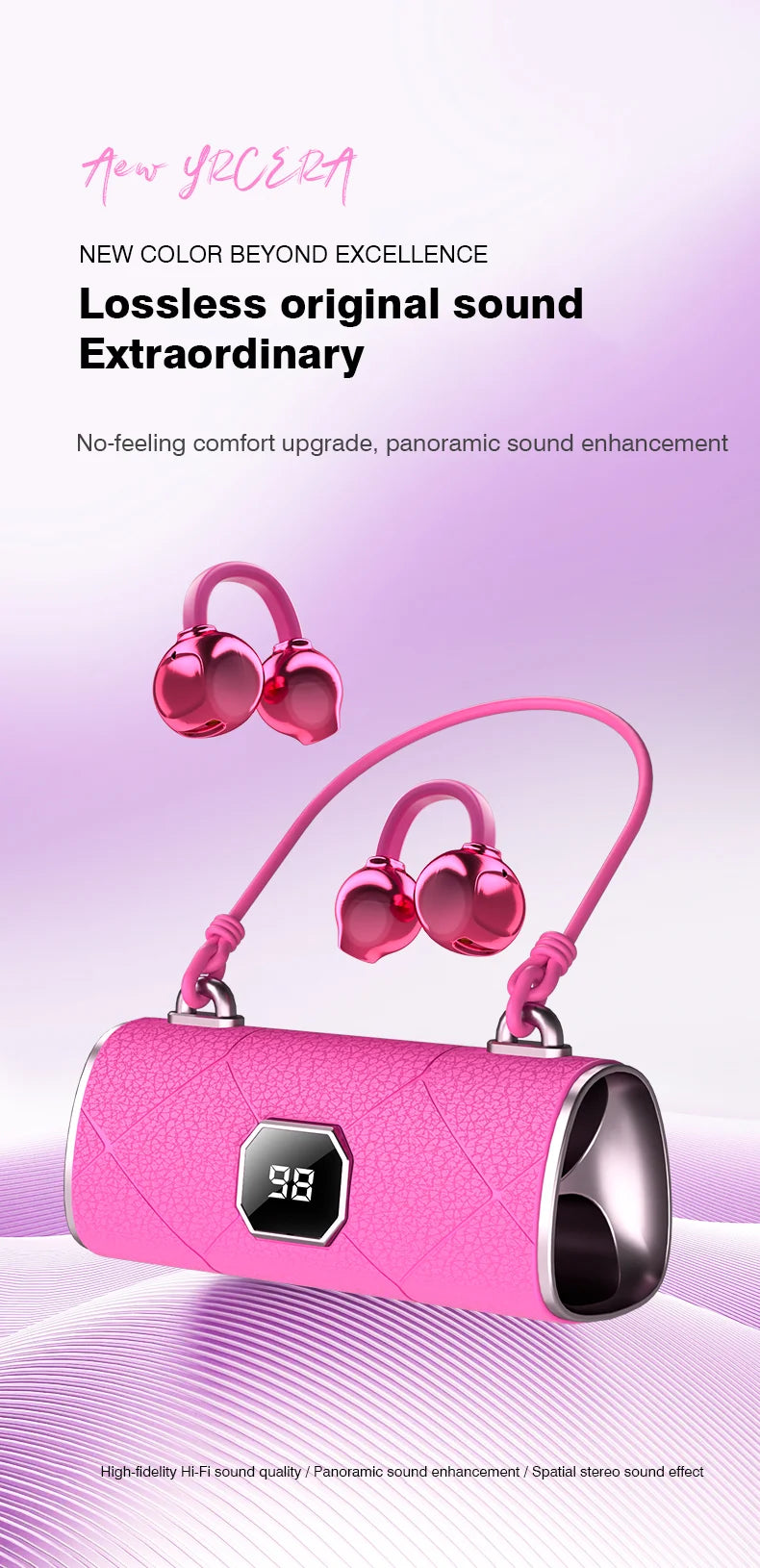 Open Ear Wireless Earphones With Mics Sports Ear Clip on Earbuds Touch Control LED Power Display Bluetooth 5.4 OWS Headphones