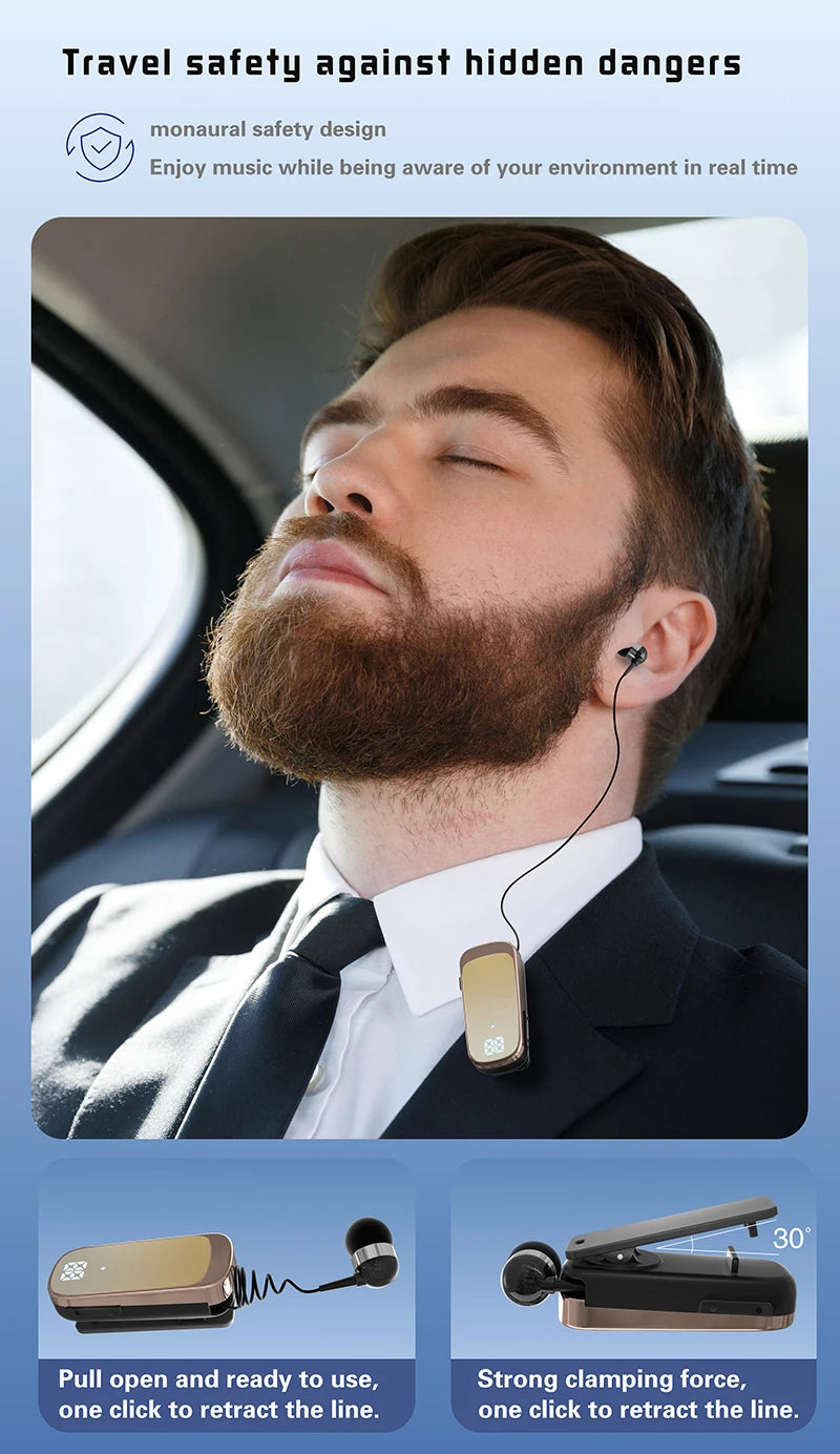 # K65 Lavalier Business Bluetooth 5.2 Headset Talk/Music Time 20 Hours LED Digital Display Noice Cancelling Wireless Earphones