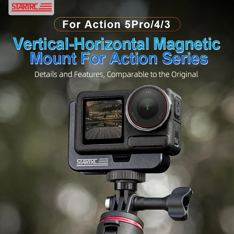 STARTRC For DJI Action 5 Pro L-Type Quick Release Bracket Osmo 4/3 Magnetic Base Horizontal Shot Vertical Shot Stand Accessories