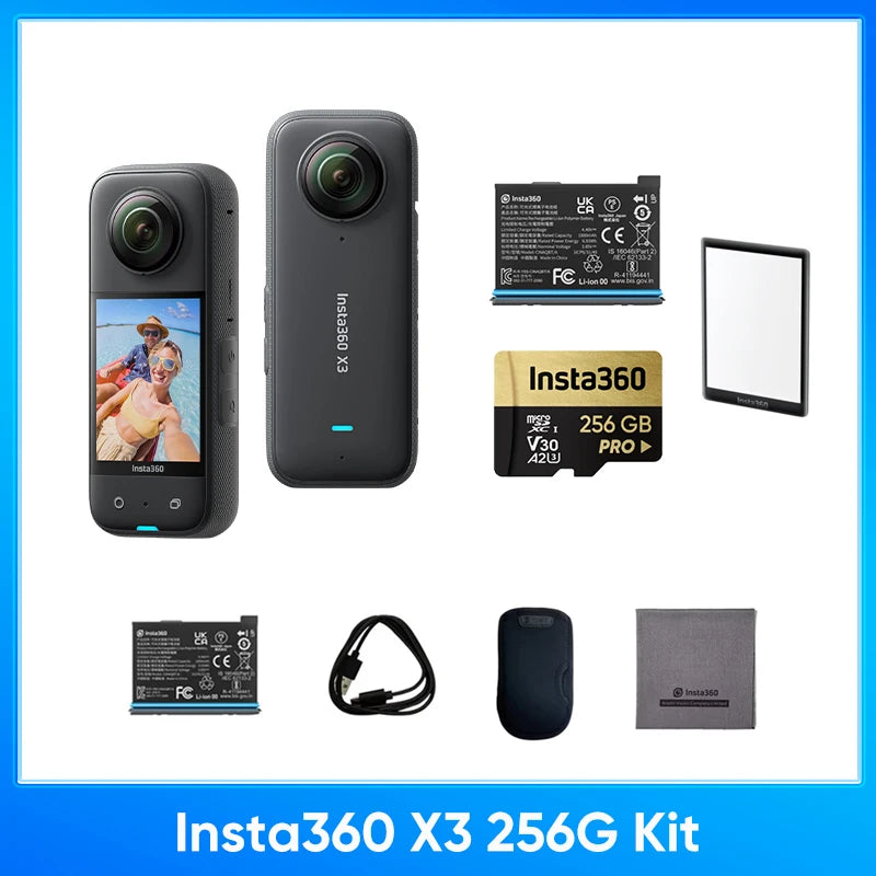 Insta360 X3 – A Waterproof 360-Degree Action Camera Featuring 1/2-Inch 48MP Sensors, 5.7K 360 Active HDR Video Resolution, 72MP