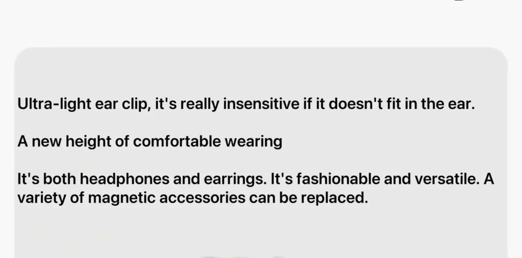 ERDU headphones Bluetooth ear clip magnetic jewelry headphones automatic noise reduction sports wireless 360 ° surround sound