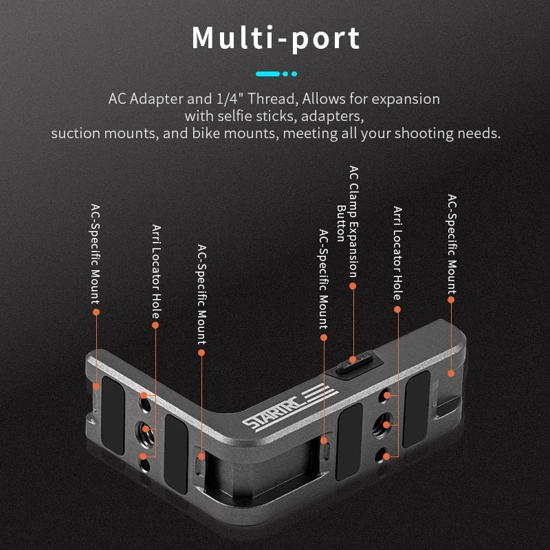 STARTRC For DJI Action 5 Pro L-Type Quick Release Bracket Osmo 4/3 Magnetic Base Horizontal Shot Vertical Shot Stand Accessories