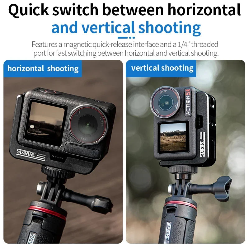 STARTRC For DJI Action 5 Pro L-Type Quick Release Bracket Osmo 4/3 Magnetic Base Horizontal Shot Vertical Shot Stand Accessories