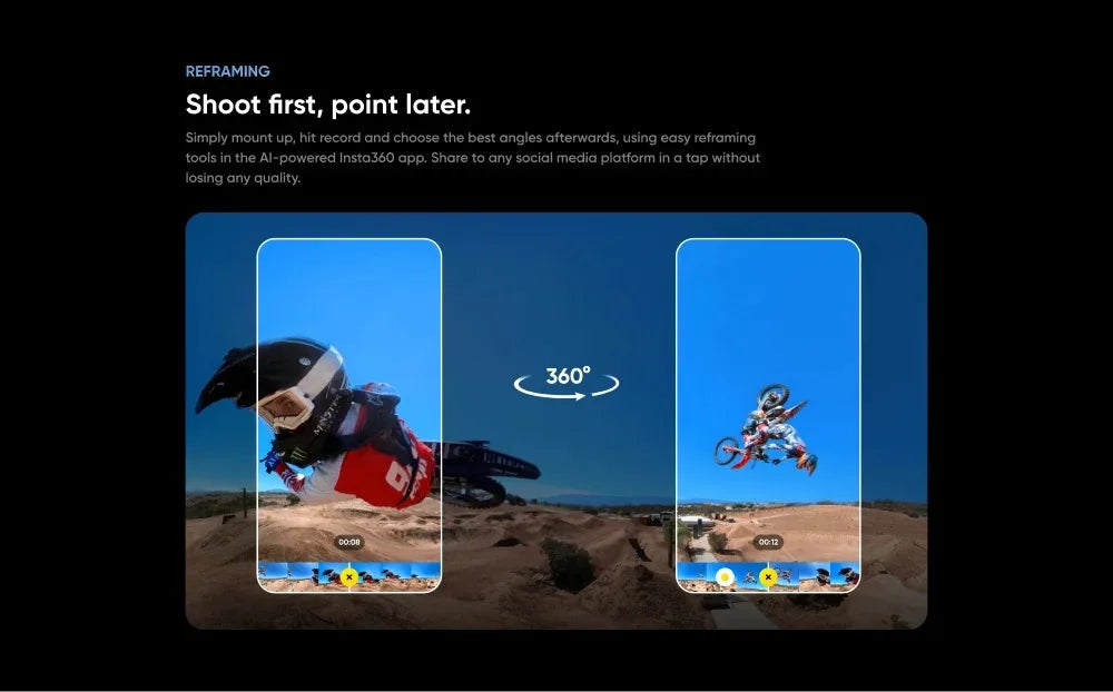 Insta360 X3 – A Waterproof 360-Degree Action Camera Featuring 1/2-Inch 48MP Sensors, 5.7K 360 Active HDR Video Resolution, 72MP