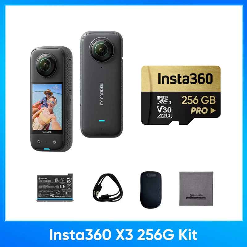 Insta360 X3 – A Waterproof 360-Degree Action Camera Featuring 1/2-Inch 48MP Sensors, 5.7K 360 Active HDR Video Resolution, 72MP