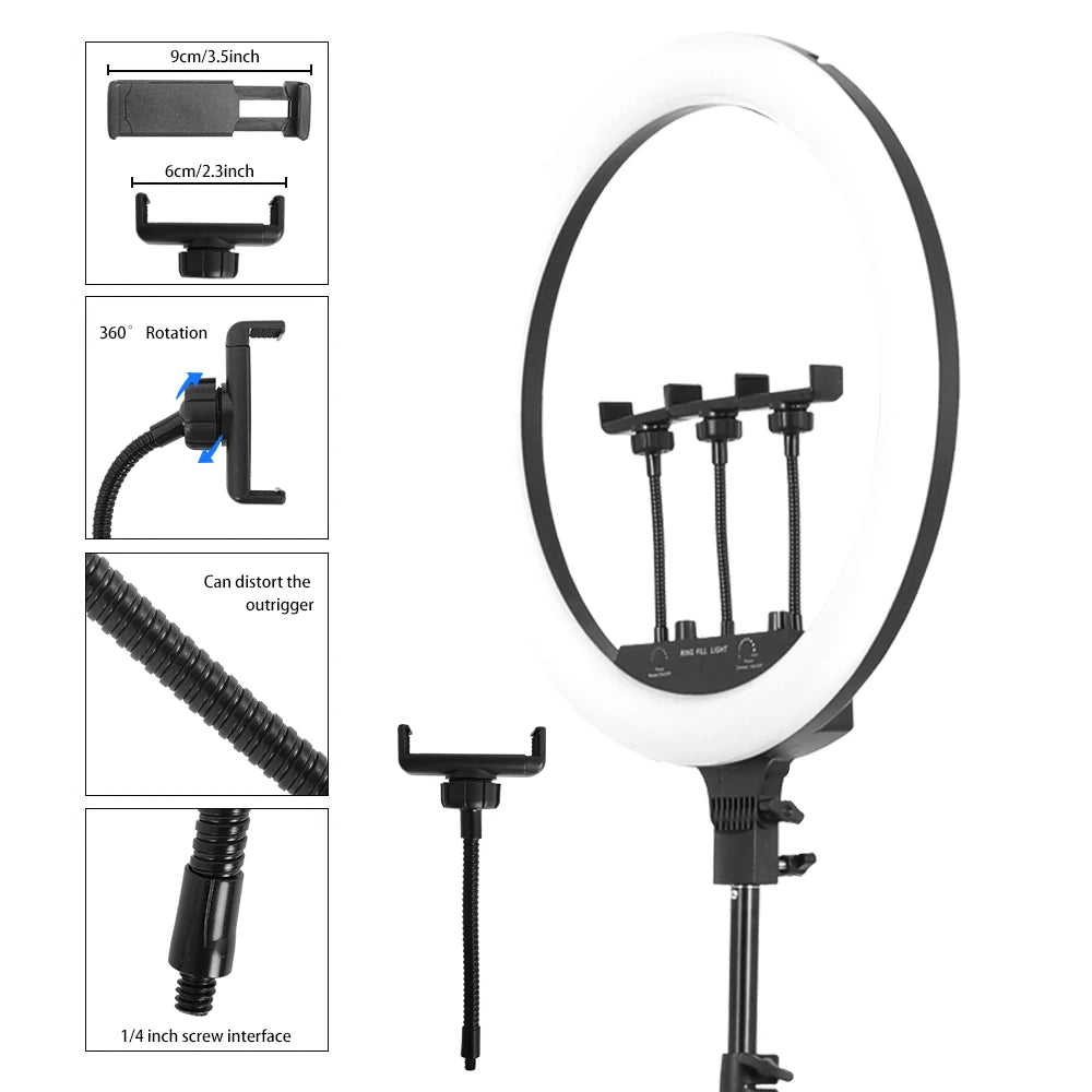 18 Inch 45cm Selfie RGB Ring Light with Tripod Usb Rechargeable LED Light, Dimmable, for Photo Studio